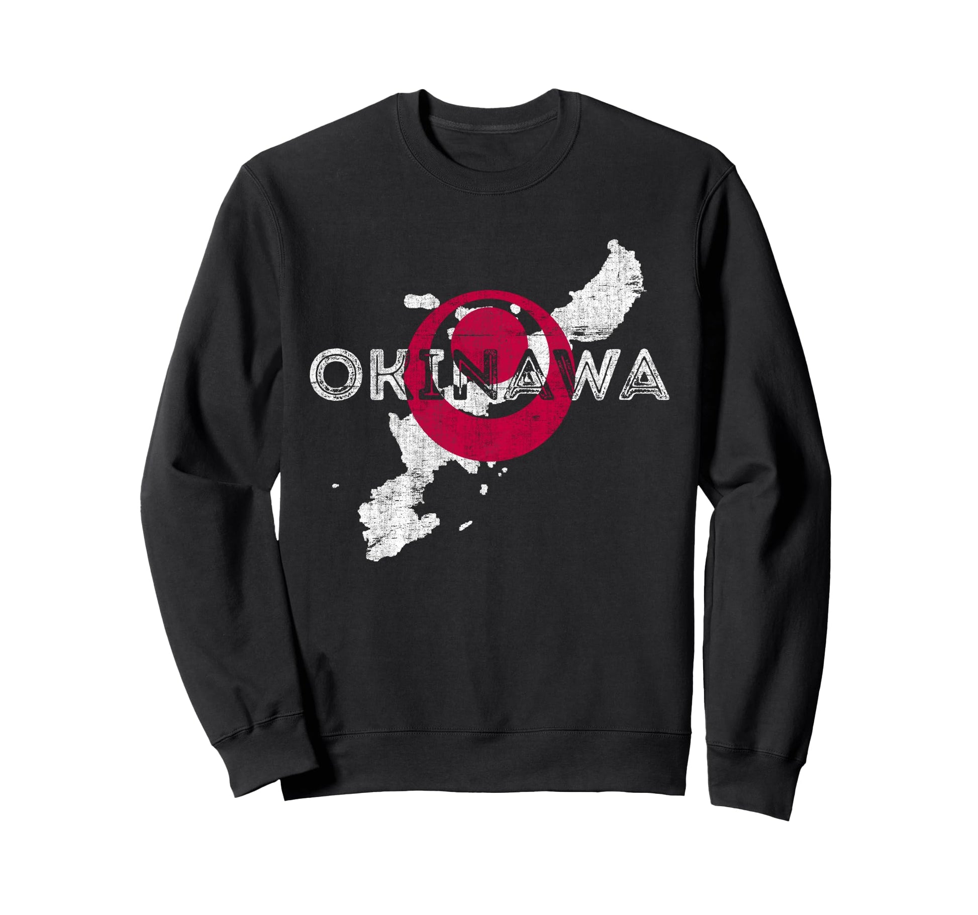 Okinawa Map And Flag Distressed Japan Sweatshirt - Unique Graphic Unisex - T-Shirt, Sweatshirt, Hoodie