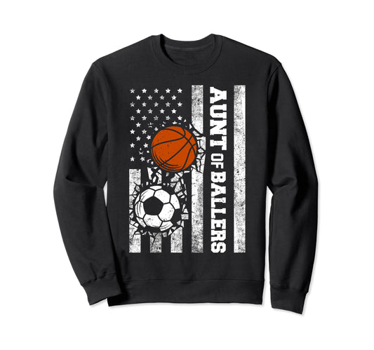Aunt Ballers Funny Usa Flag Soccer Sweatshirt - Graphic Print for Adults - T-Shirt, Sweatshirt, Hoodie
