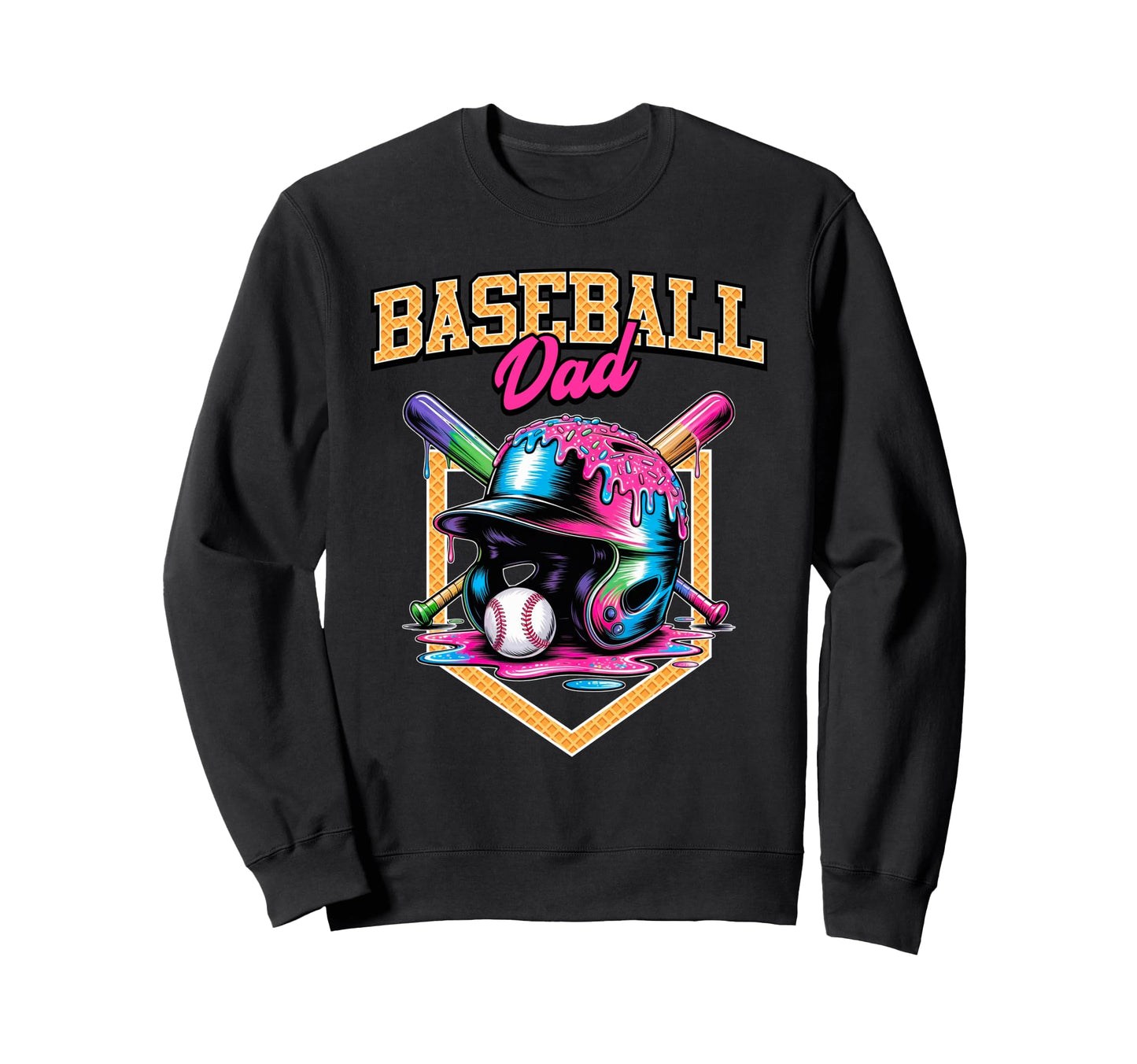 Baseball Dad Tie Dye Baseball Sweatshirt - Fun Novelty Design Men Women - T-Shirt, Sweatshirt, Hoodie