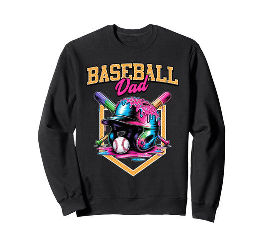 Baseball Dad Tie Dye Baseball Sweatshirt - Fun Novelty Design Men Women - T-Shirt, Sweatshirt, Hoodie