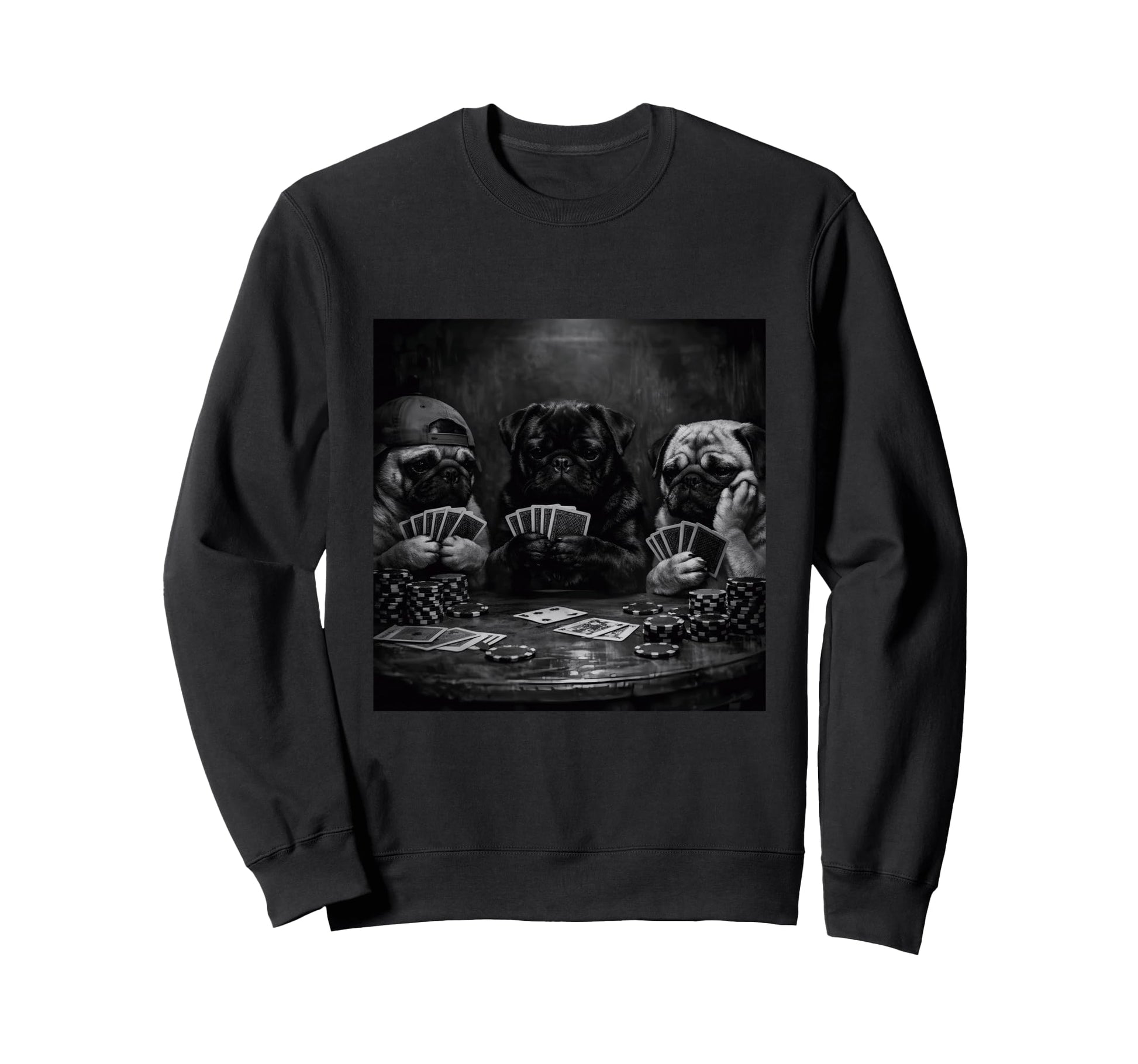 Pug Funny Costume Poker Game Table Sweatshirt - Custom Art Print Men Women - T-Shirt, Sweatshirt, Hoodie