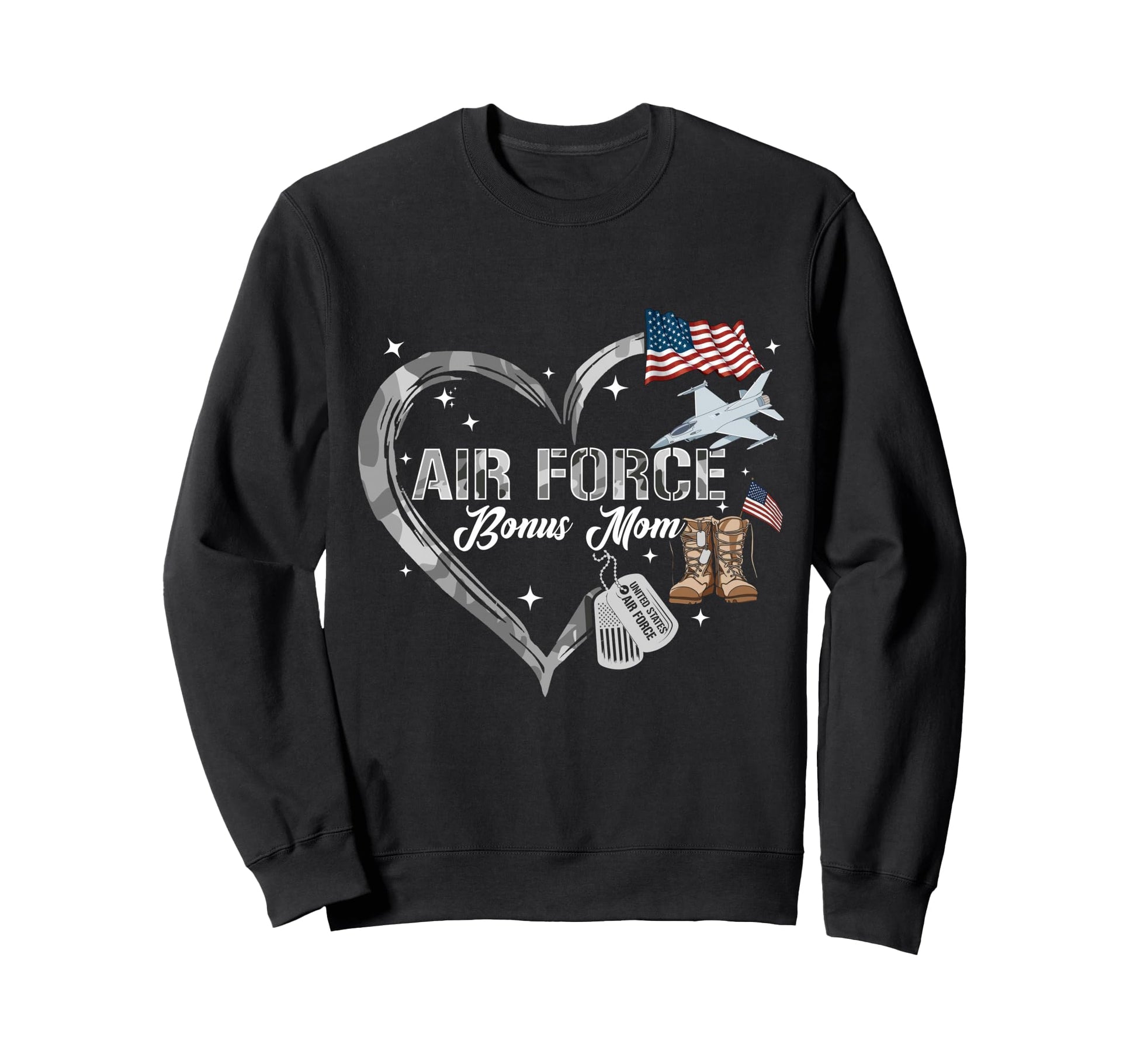 Proud Air Force Bonus Mom Us Sweatshirt - Fun Novelty Design Men Women - T-Shirt, Sweatshirt, Hoodie