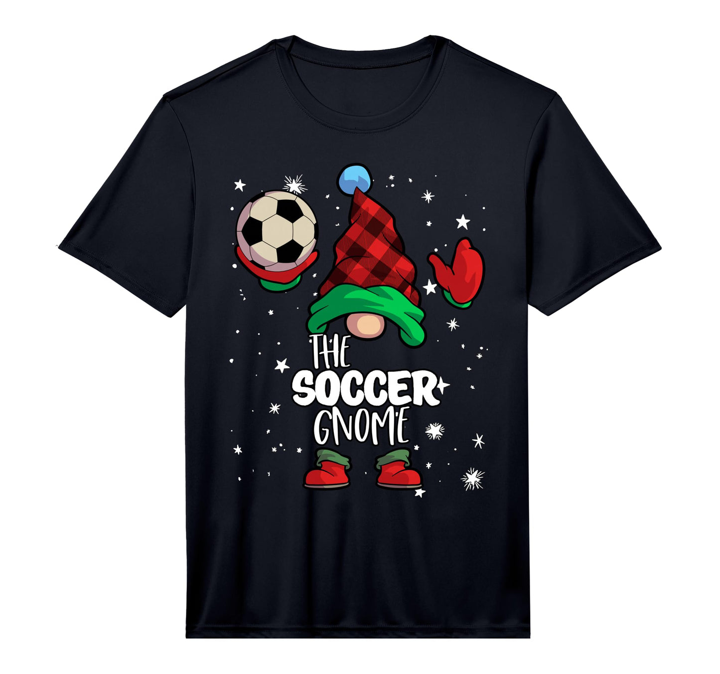 Soccer Gnome Red Buffalo Plaid T-Shirt - Unique Graphic for Adults - T-Shirt, Sweatshirt, Hoodie