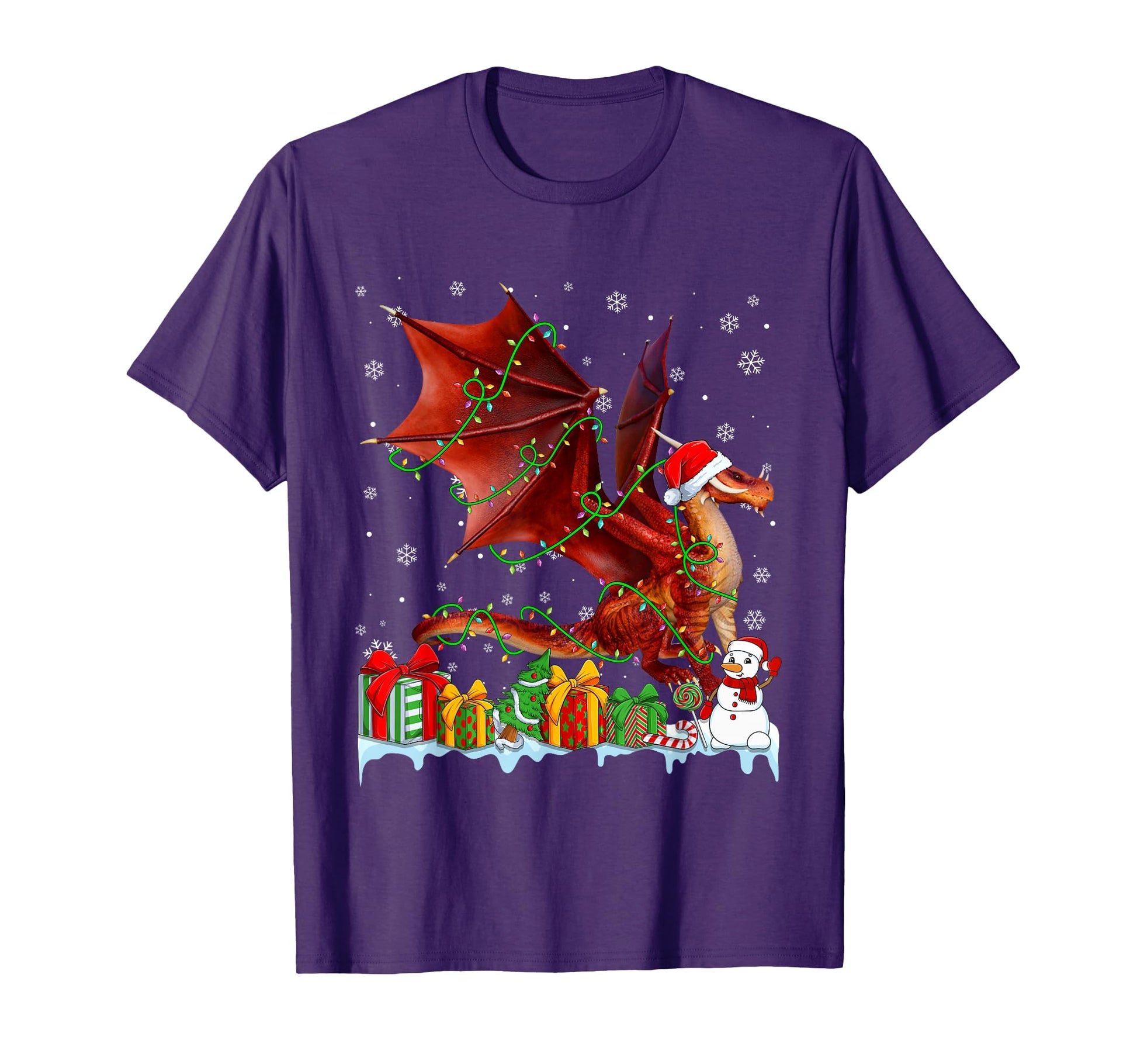 Funny Santa Hat Dragon Lights Animals T-Shirt - Novelty Apparel Unisex - T-Shirt, Sweatshirt, Hoodie