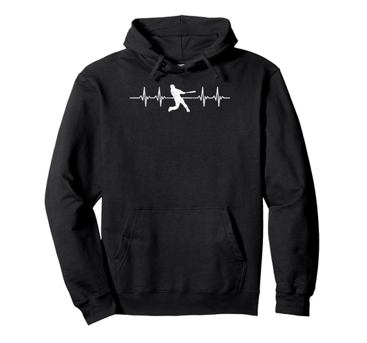 Baseball Player Heartbeat Coach Dad Hoodie - Unique Graphic for Adults - T-Shirt, Sweatshirt, Hoodie