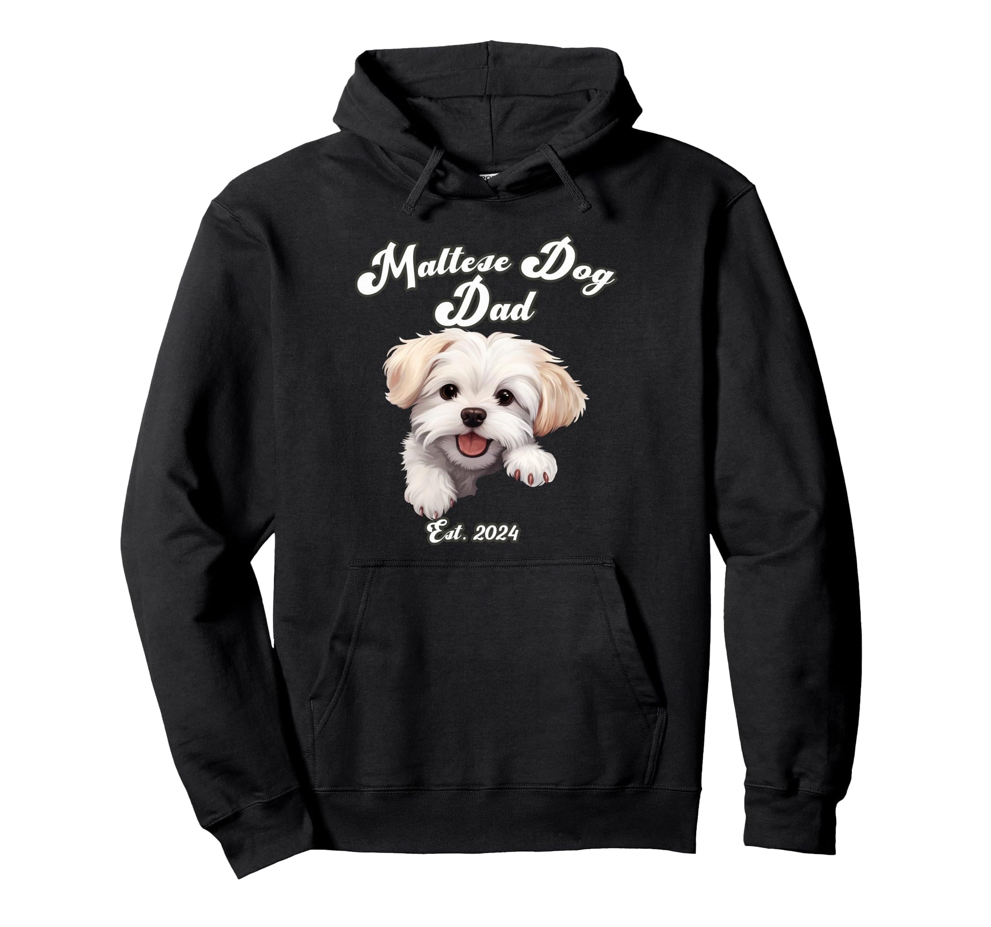 Maltese Dog Dad Est 2024 Puppy Dog Hoodie - Streetwear Style for Adults - T-Shirt, Sweatshirt, Hoodie