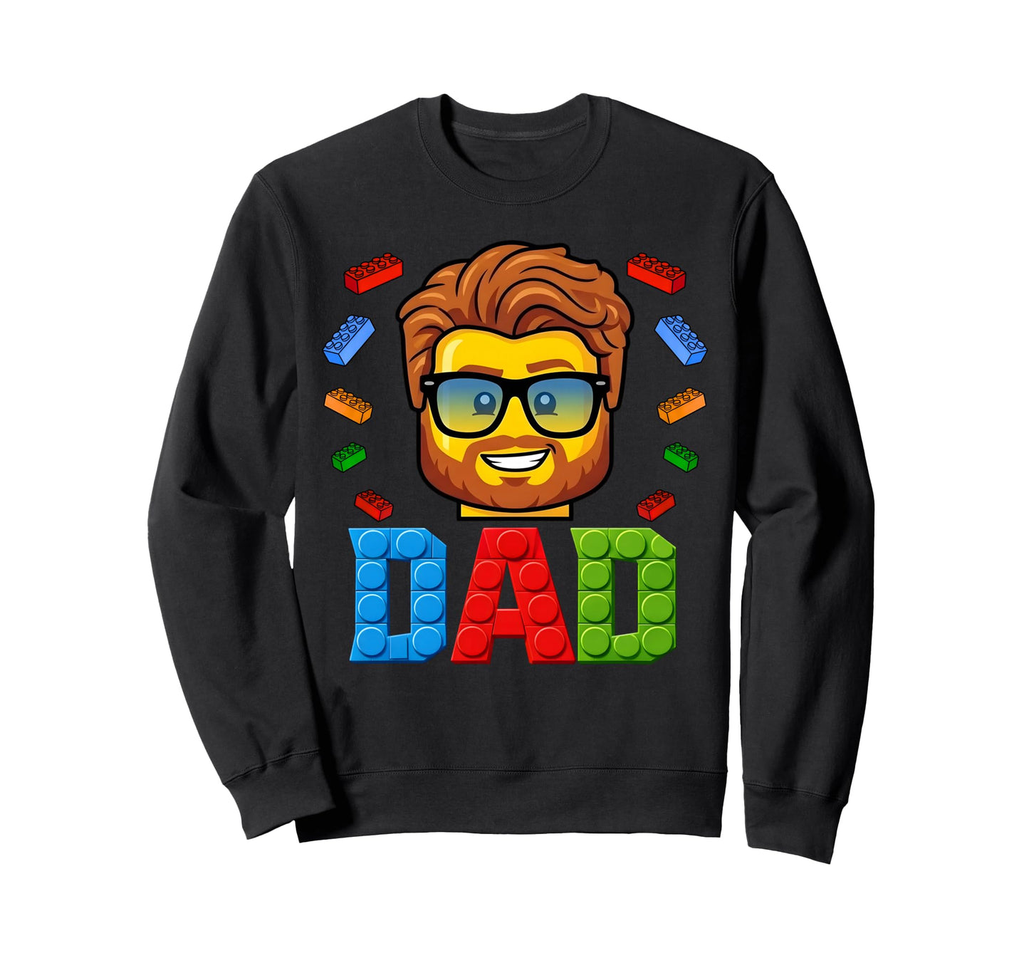 Dad Master Builder Building Bricks Sweatshirt - Graphic Print Men Women - T-Shirt, Sweatshirt, Hoodie