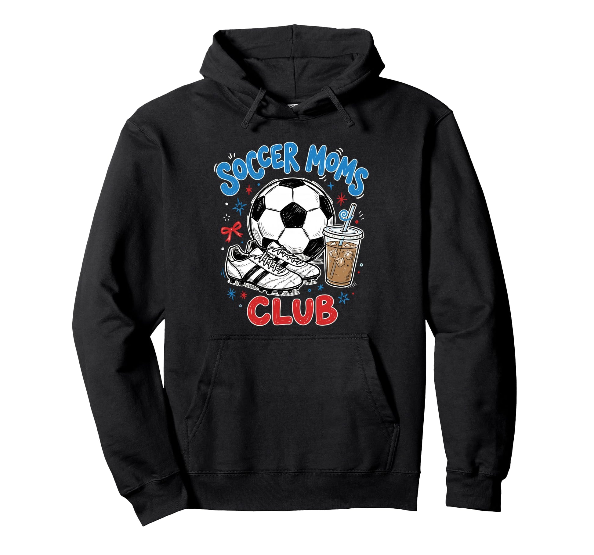 Soccer Moms Club Iced Coffee Hoodie - Casual Everyday Wear for Adults - T-Shirt, Sweatshirt, Hoodie