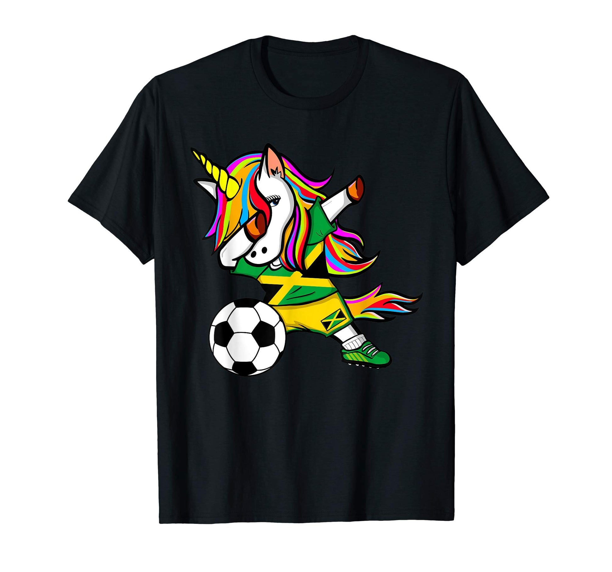 Dabbing Unicorn Jamaica Football Jamaican T-Shirt - Graphic Print Unisex - T-Shirt, Sweatshirt, Hoodie