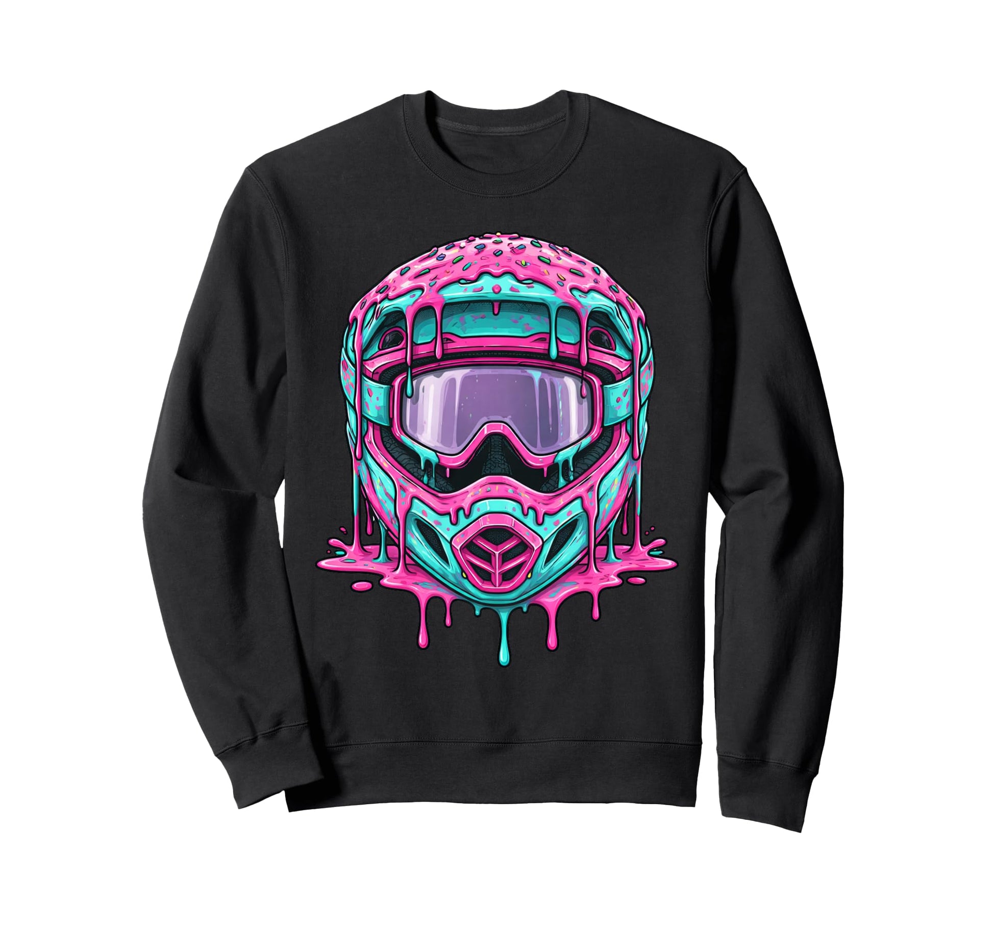 Motocross Helmet Drip Melt Dirt Bike Sweatshirt - Unique Graphic Men Women - T-Shirt, Sweatshirt, Hoodie