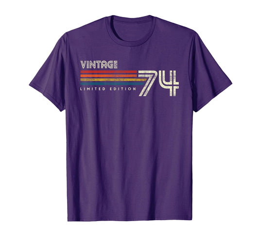 1974 Chest Stripe Birthday T-Shirt - Novelty Apparel Unisex - T-Shirt, Sweatshirt, Hoodie