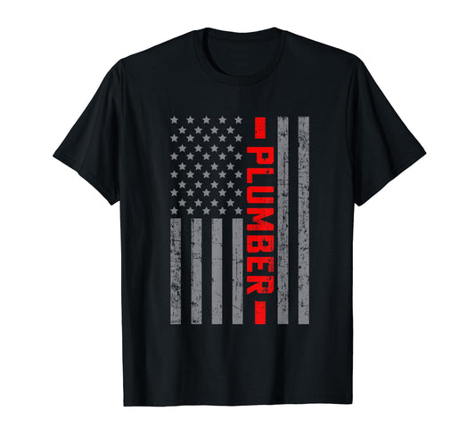 American Flag Plumber Us Flag Dad T-Shirt - Casual Everyday Wear Men Women - T-Shirt, Sweatshirt, Hoodie