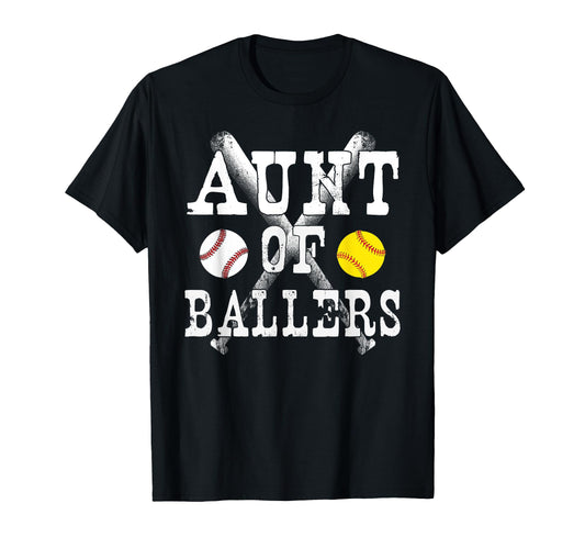 Aunt Ballers Funny Baseball Softball T-Shirt - Minimalist Print for Adults - T-Shirt, Sweatshirt, Hoodie