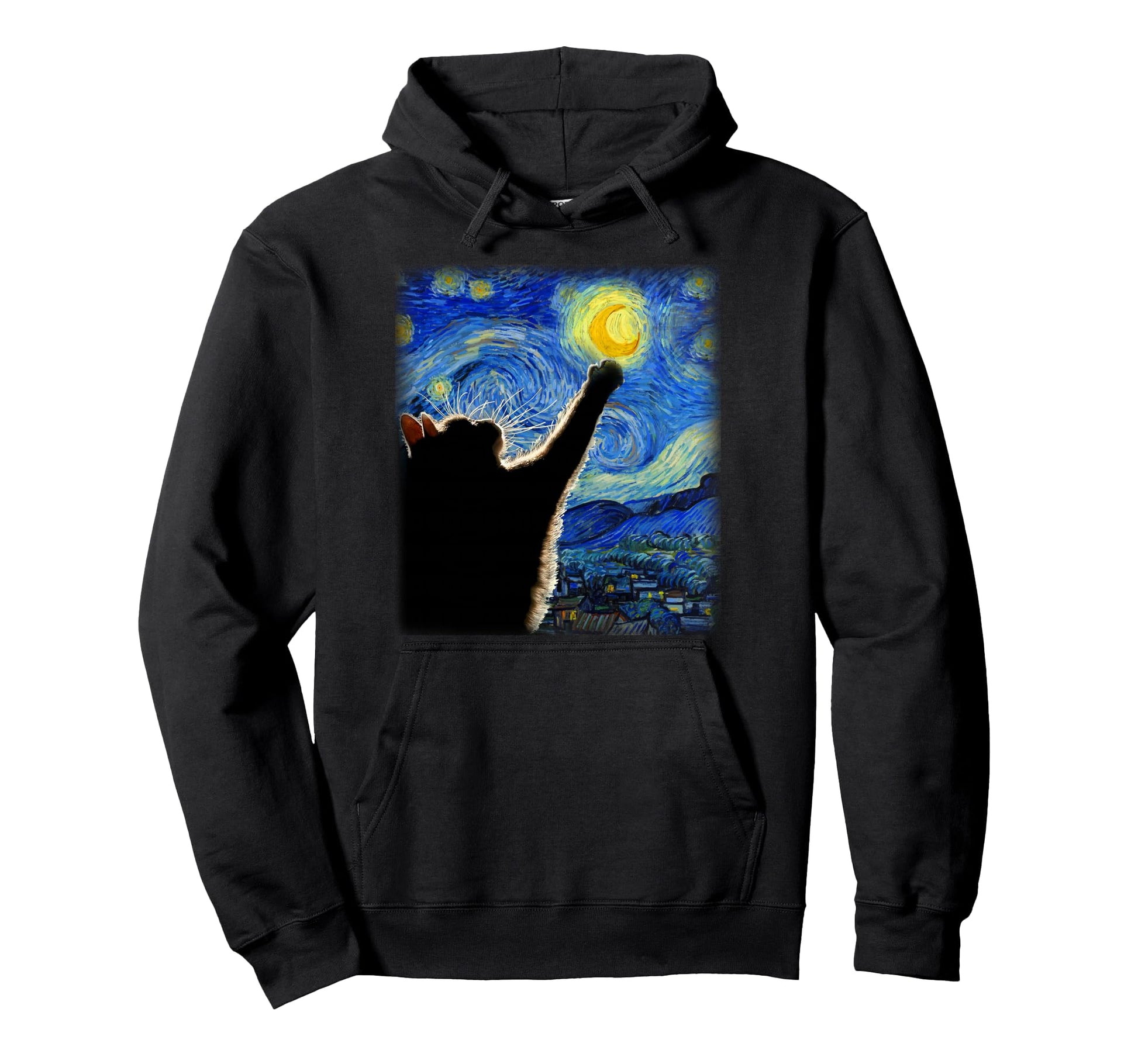 Starry Night Cat Van Gogh Cat Cat Lover Hoodie - Novelty Apparel Men Women - T-Shirt, Sweatshirt, Hoodie