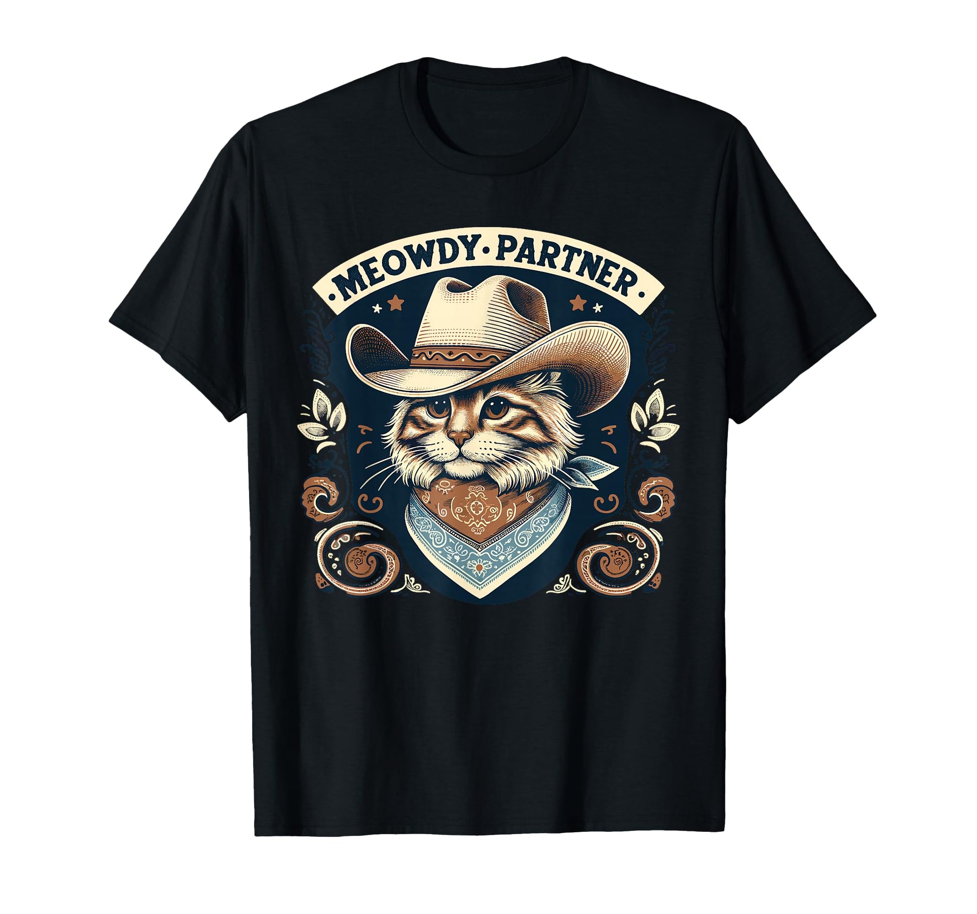 Meowdy Partner Cat Cowboy Hat Howdy T-Shirt - Minimalist Print Unisex - T-Shirt, Sweatshirt, Hoodie