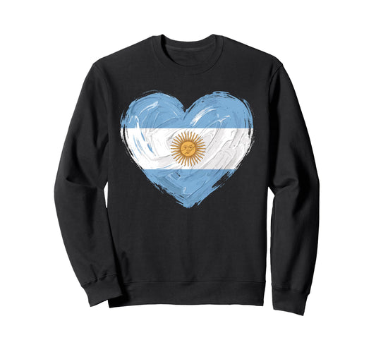 Argentina Flag Heart Soccer Sweatshirt - Custom Art Print for Adults - T-Shirt, Sweatshirt, Hoodie
