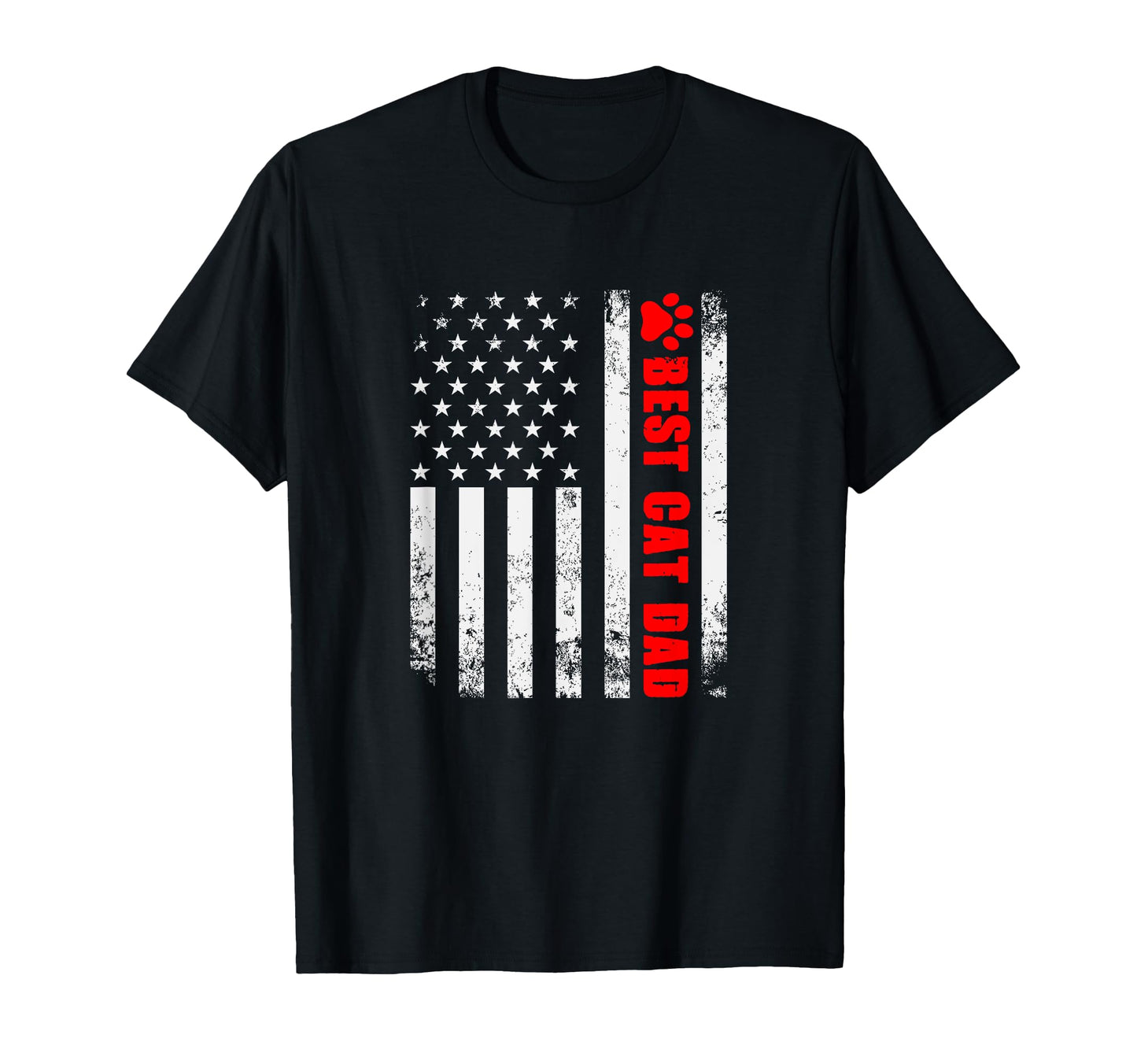 Best Cat Dad Ever American Flag Usa T-Shirt - Casual Everyday Wear Unisex - T-Shirt, Sweatshirt, Hoodie