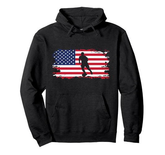 American Flag Soccer Soccer Hoodie - Novelty Apparel Unisex - T-Shirt, Sweatshirt, Hoodie