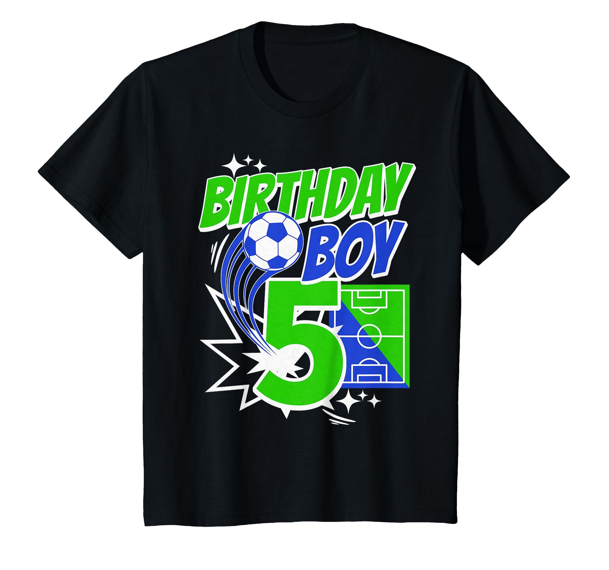 Age Five Birthday Soccer Themed 5 Year T-Shirt - Novelty Apparel Unisex - T-Shirt, Sweatshirt, Hoodie