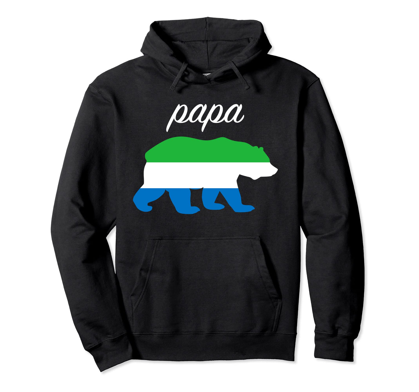Papa Bear Sierra Leone Flag Krio Roots Hoodie - Fun Novelty Design Unisex - T-Shirt, Sweatshirt, Hoodie
