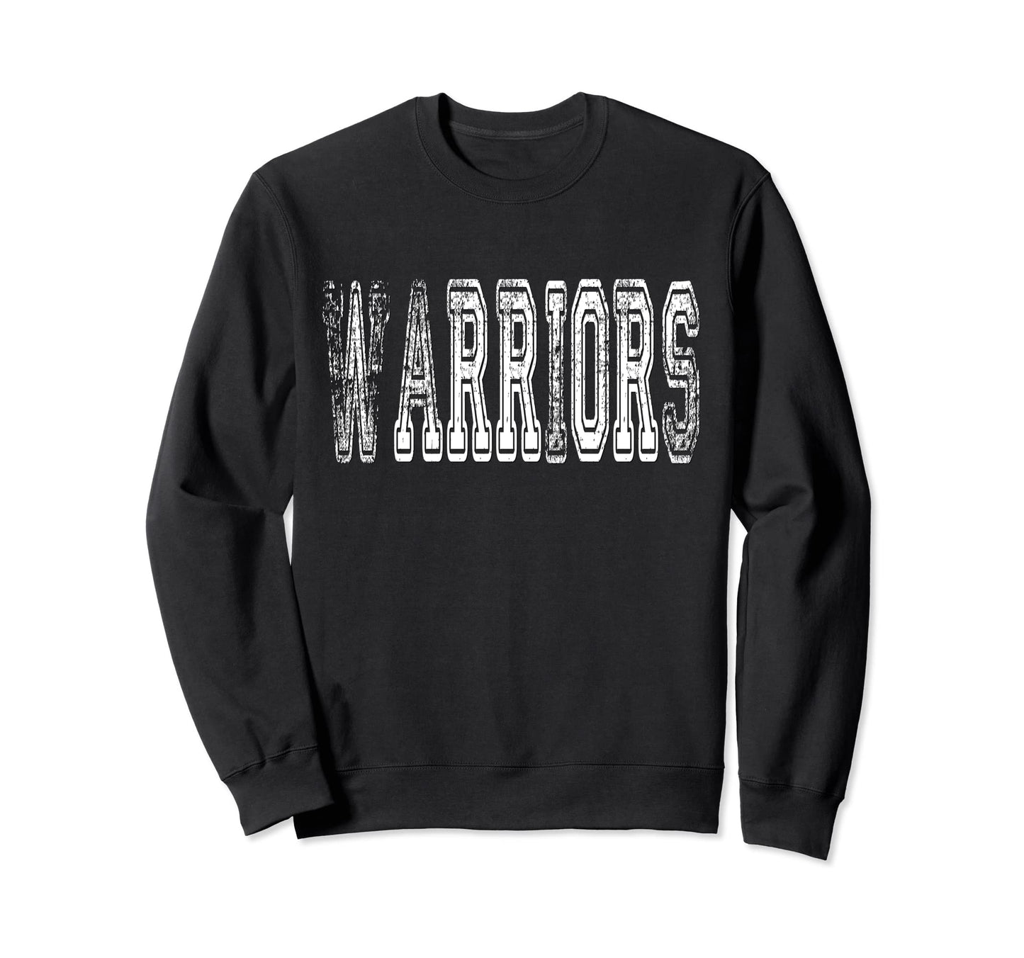 Warriors Mascot Distressed School Sweatshirt - Trendy Graphic Unisex - T-Shirt, Sweatshirt, Hoodie