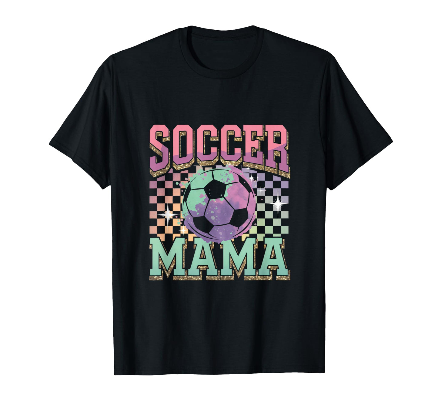 Soccer Mama Soccer Fan Checkered T-Shirt - Trendy Graphic for Adults - T-Shirt, Sweatshirt, Hoodie