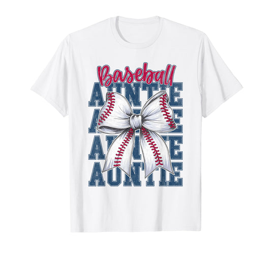 Baseball Auntie Aunt Baseball Bow T-Shirt - Aesthetic Graphic Unisex - T-Shirt, Sweatshirt, Hoodie