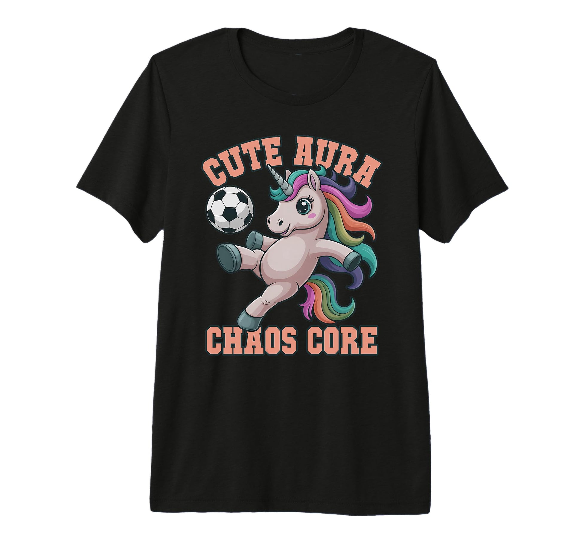 Kawaii Aura Soccer Unicorn Chaos Core T-Shirt - Custom Art Print Unisex - T-Shirt, Sweatshirt, Hoodie