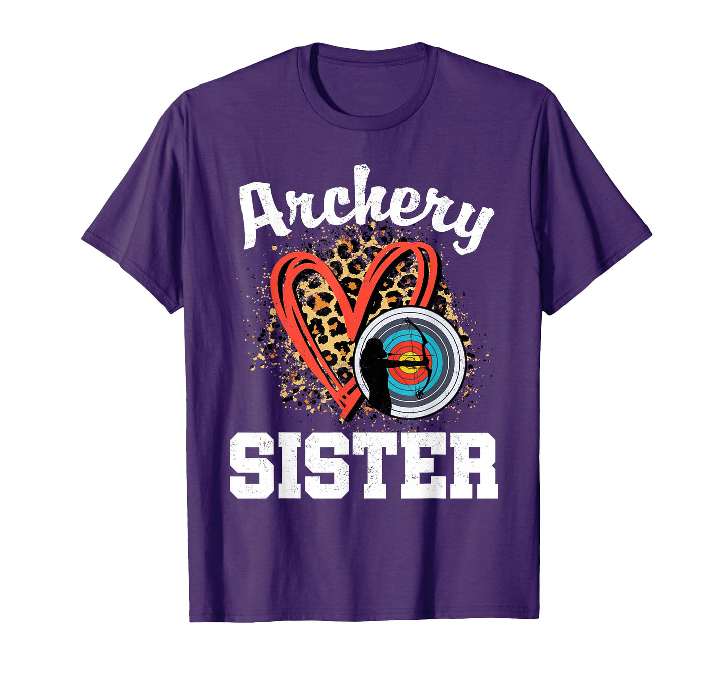 Archery Sister Leopard Heart Matching T-Shirt - Unique Graphic Men Women - T-Shirt, Sweatshirt, Hoodie