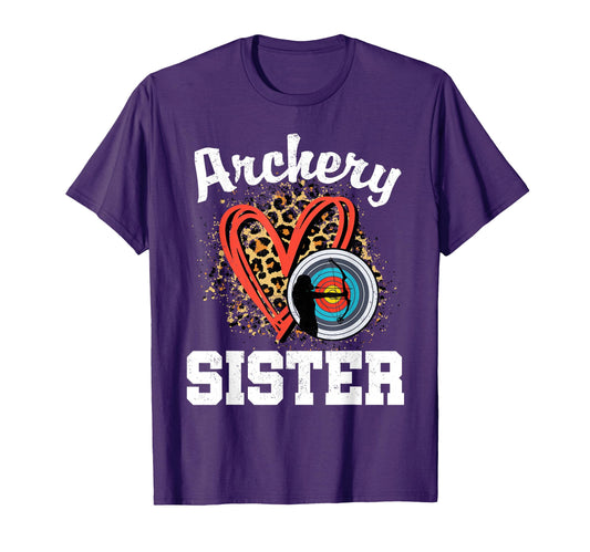 Archery Sister Leopard Heart Matching T-Shirt - Unique Graphic Men Women - T-Shirt, Sweatshirt, Hoodie