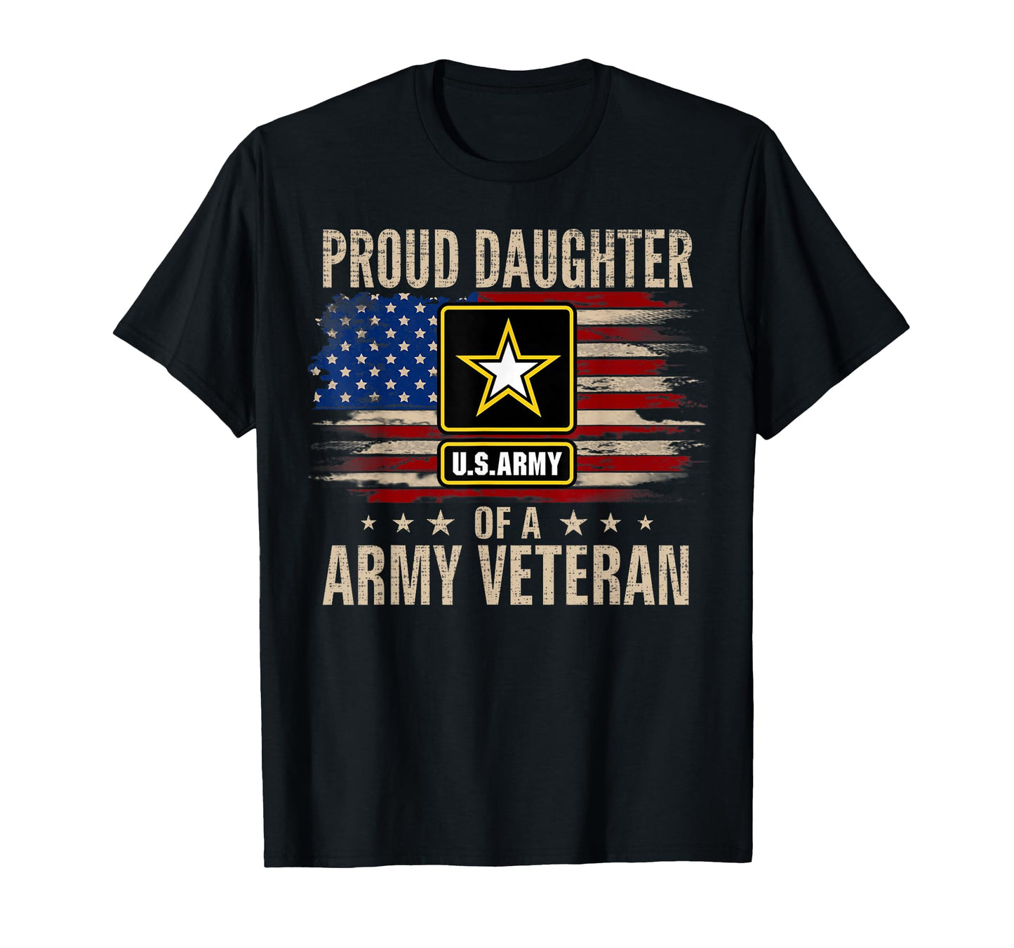 Proud Daughter Army Veteran American Flag T-Shirt - Graphic Print Unisex - T-Shirt, Sweatshirt, Hoodie