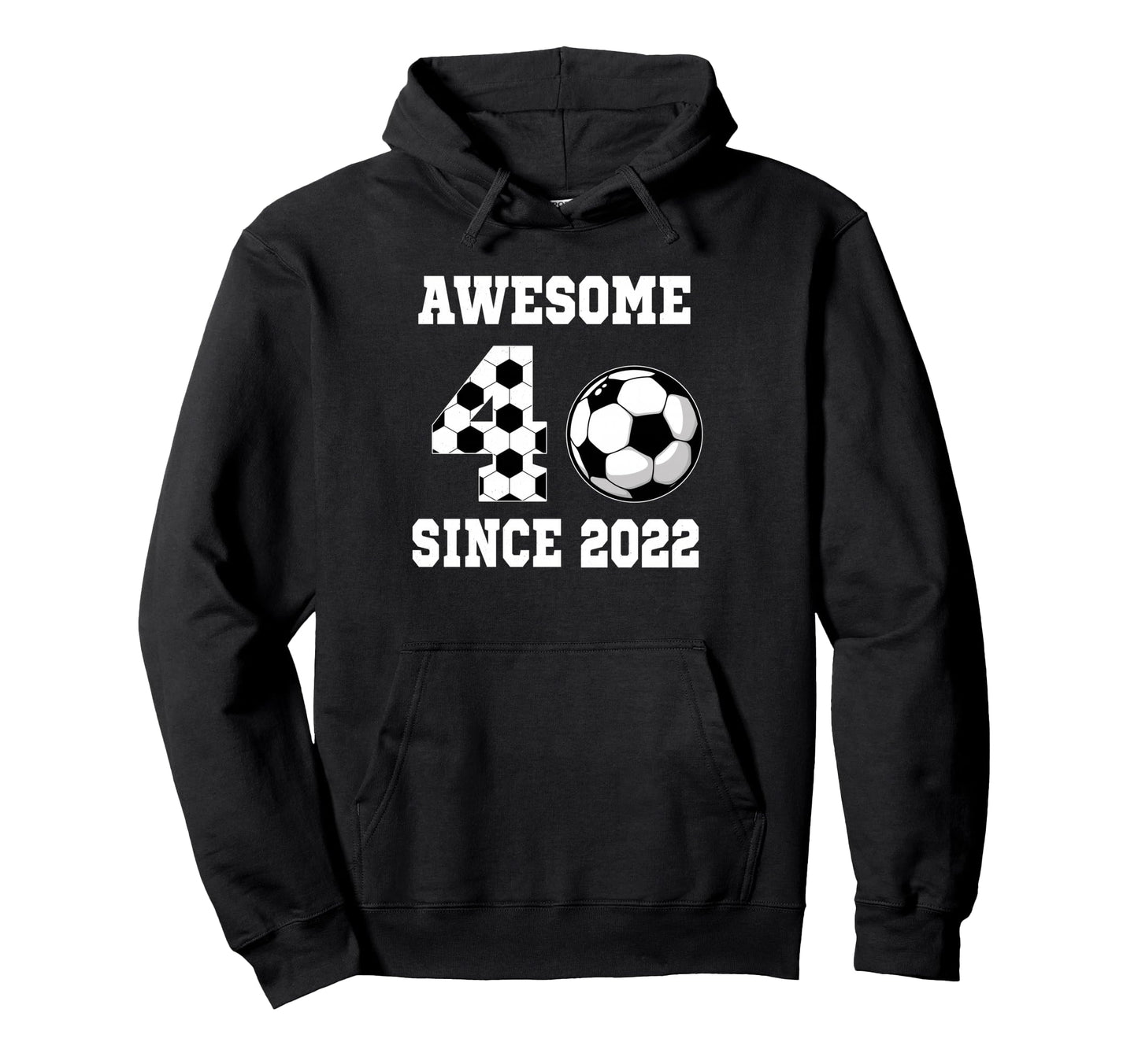 4 Years Old Birthday Soccer Awesome Hoodie - Minimalist Print for Adults - T-Shirt, Sweatshirt, Hoodie