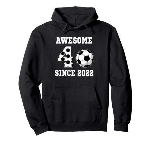 4 Years Old Birthday Soccer Awesome Hoodie - Minimalist Print for Adults - T-Shirt, Sweatshirt, Hoodie