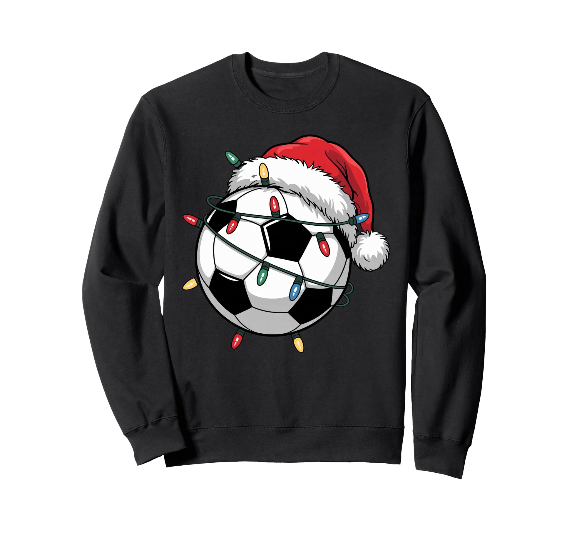 Soccer Ball Santa Hat Lights Sweatshirt - Custom Art Print Men Women - T-Shirt, Sweatshirt, Hoodie