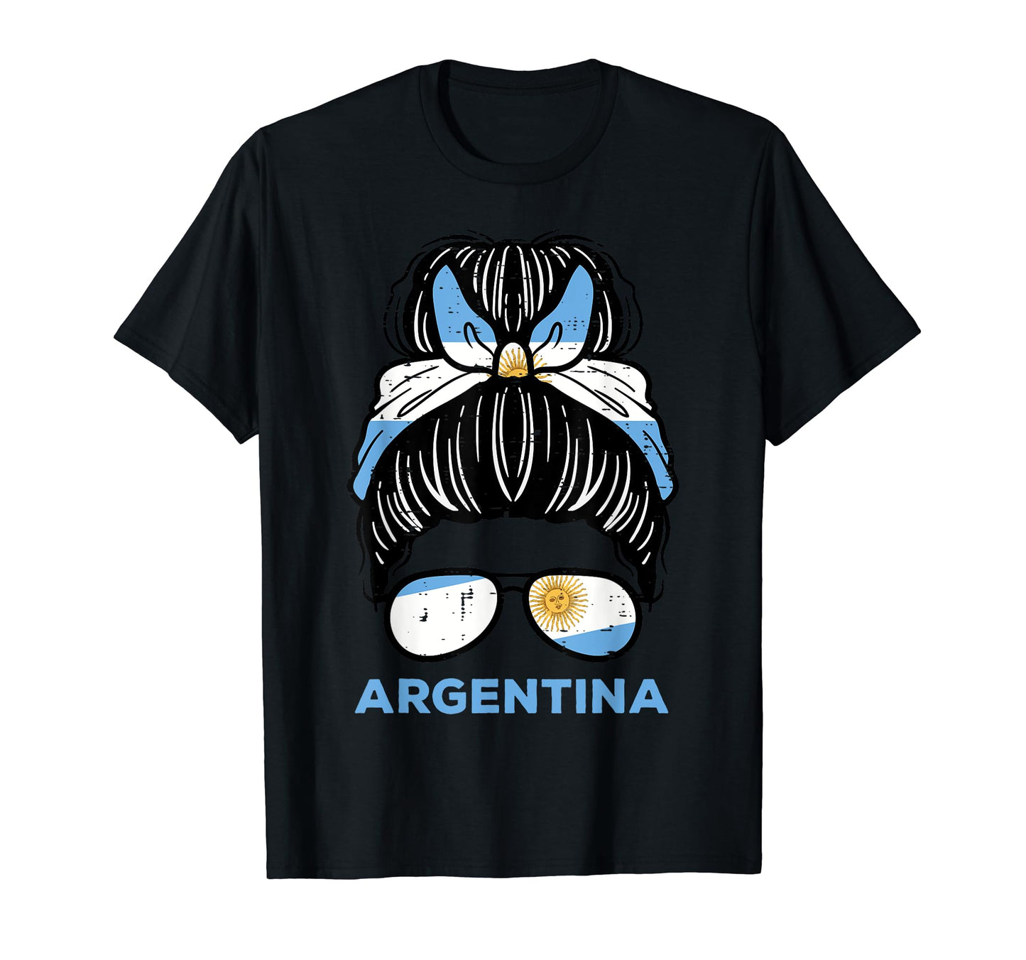 Argentina Flag Hairbun Football Soccer T-Shirt - Custom Art Print Unisex - T-Shirt, Sweatshirt, Hoodie
