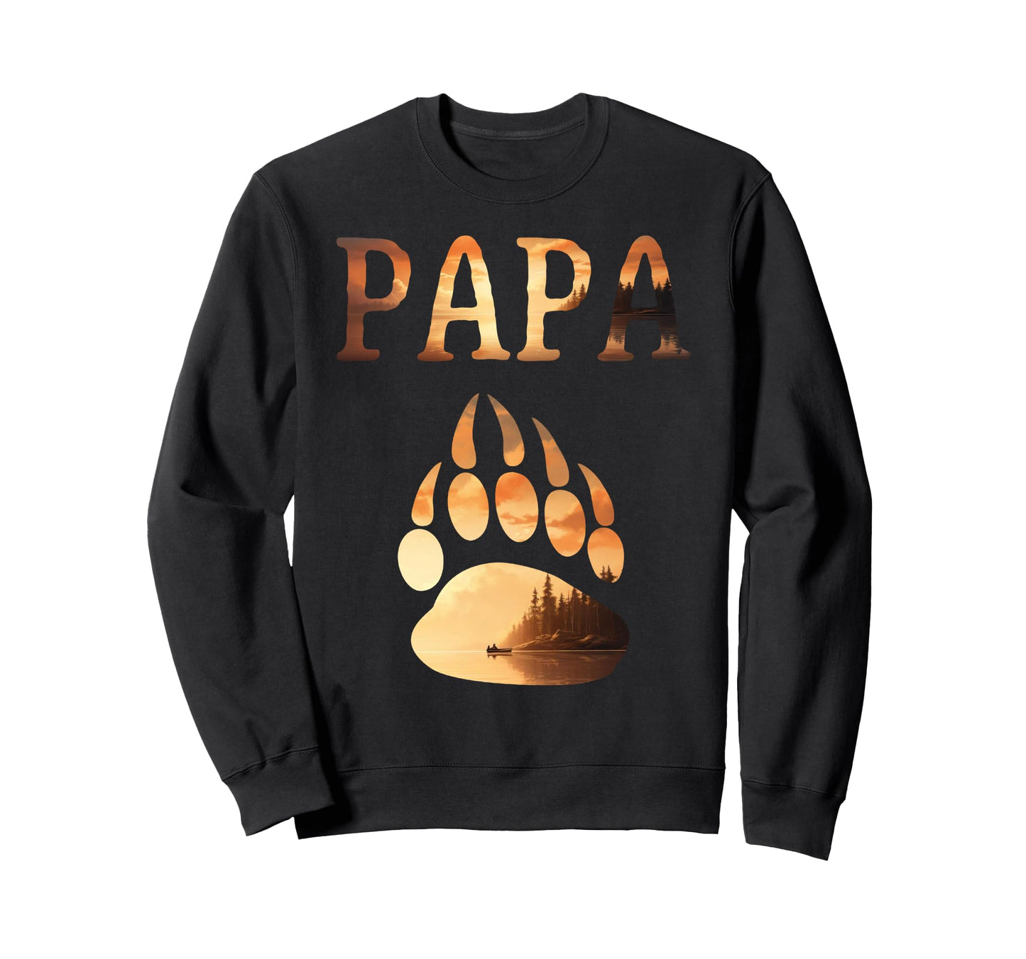 Papa Bear Sunset Lake Outdoors Sweatshirt - Aesthetic Graphic Men Women - T-Shirt, Sweatshirt, Hoodie