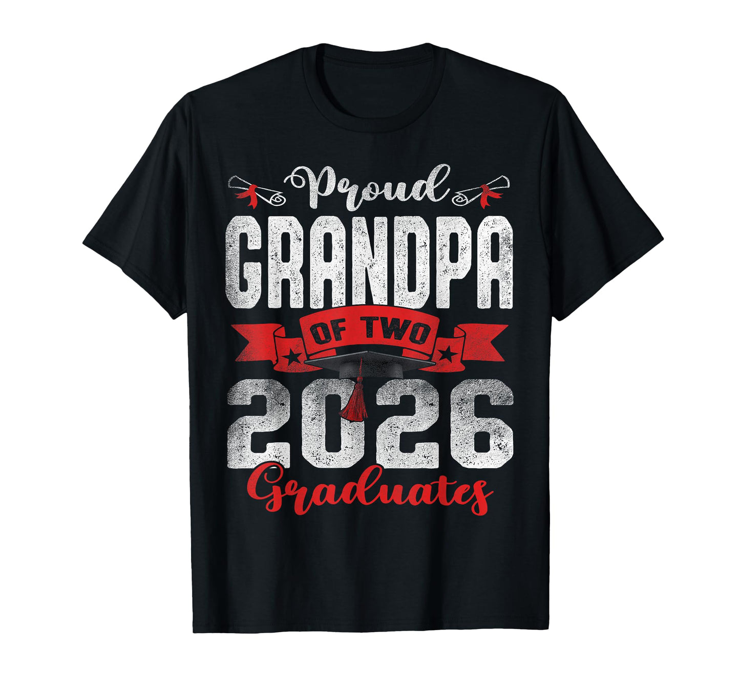 Proud Grandpa Two 2026 Graduates T-Shirt - Minimalist Print for Adults - T-Shirt, Sweatshirt, Hoodie