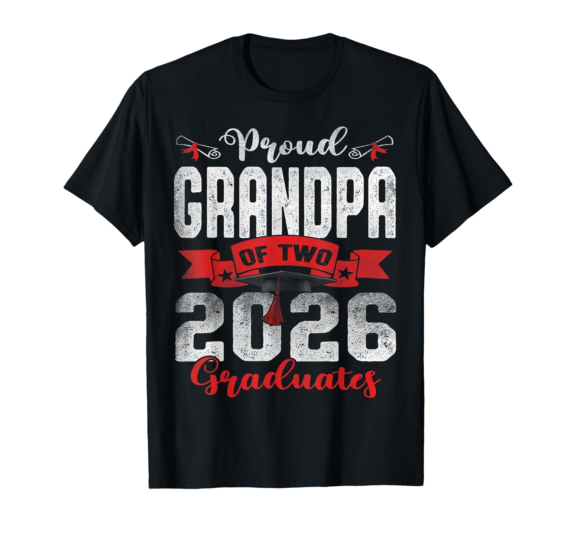 Proud Grandpa Two 2026 Graduates T-Shirt - Minimalist Print for Adults - T-Shirt, Sweatshirt, Hoodie