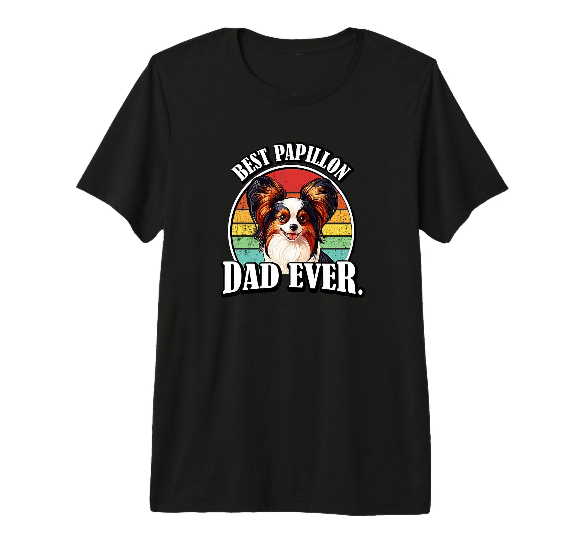Funny Best Dad Ever Papillon Dog Lover Tri T-Shirt - Unique Graphic Unisex - T-Shirt, Sweatshirt, Hoodie