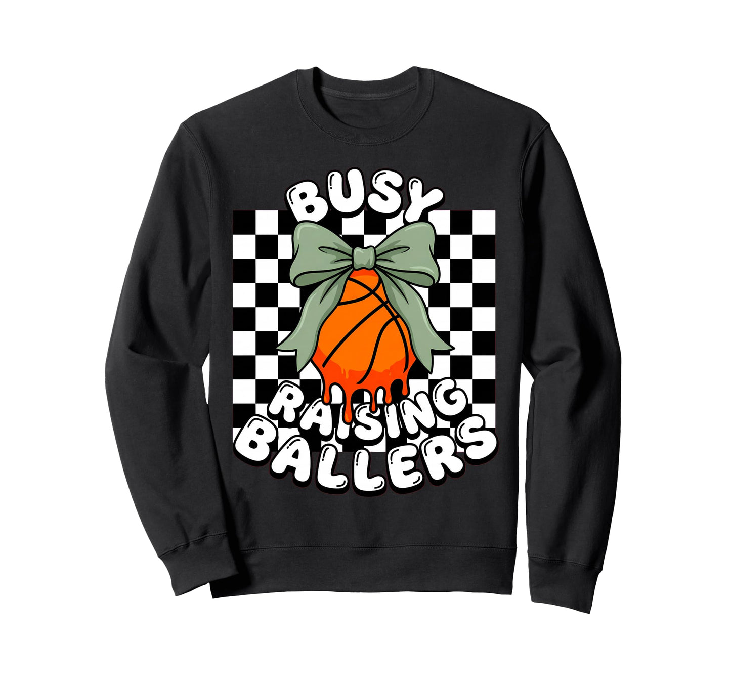 Busy Raising Ballers Coquette Bow Sweatshirt - Novelty Apparel Unisex - T-Shirt, Sweatshirt, Hoodie