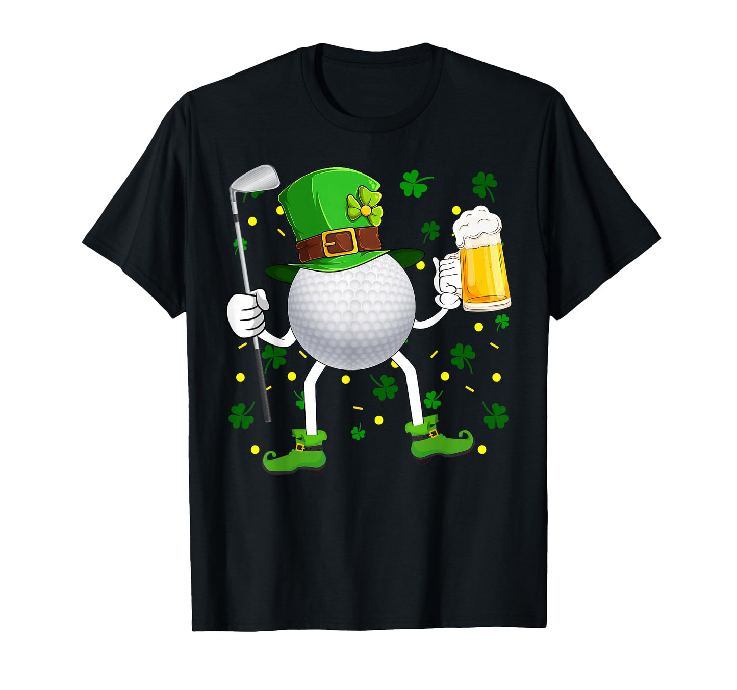 Golf Ball Drinking Beer Leprechaun T-Shirt - Minimalist Print for Adults - T-Shirt, Sweatshirt, Hoodie