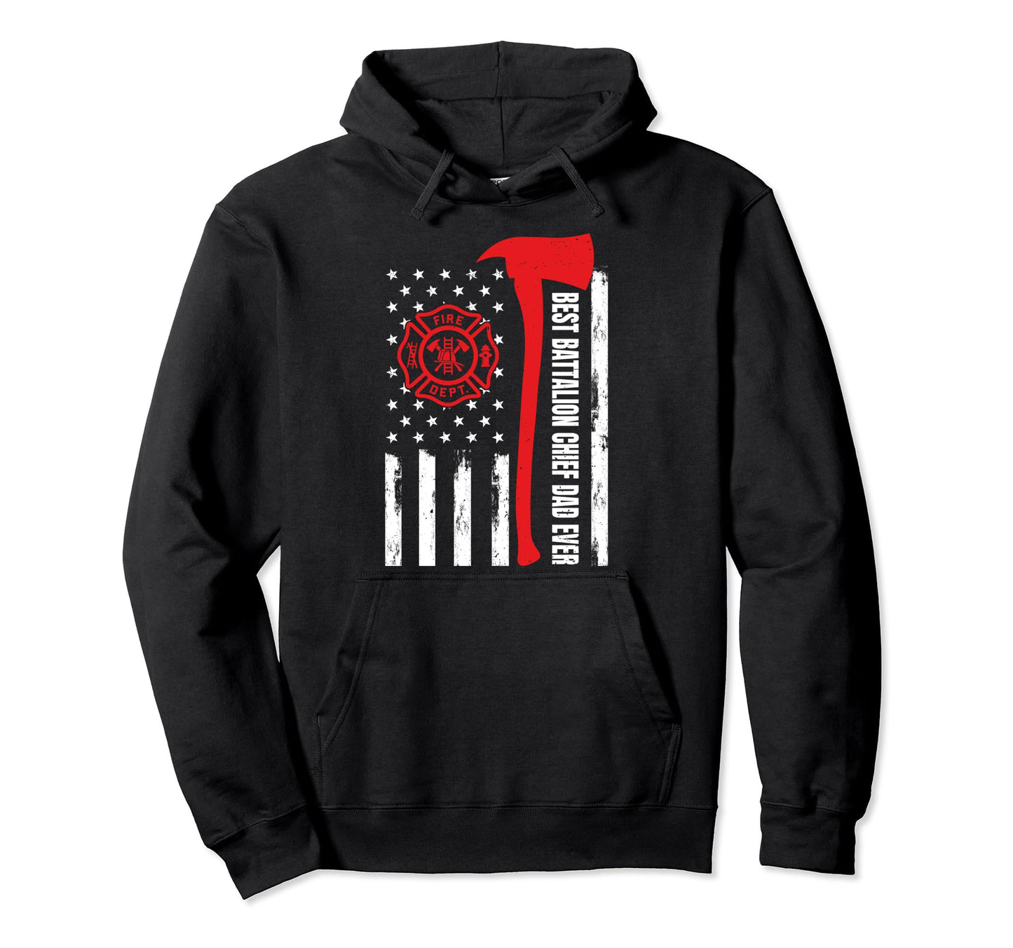 Red Line American Flag Dad Fireman Hoodie - Fun Novelty Design for Adults - T-Shirt, Sweatshirt, Hoodie
