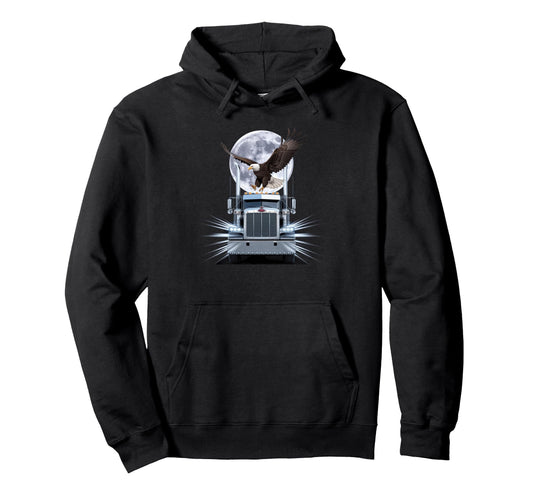 American Flag Trucker Dad Big Rig Trailer Hoodie - Minimalist Print Unisex - T-Shirt, Sweatshirt, Hoodie