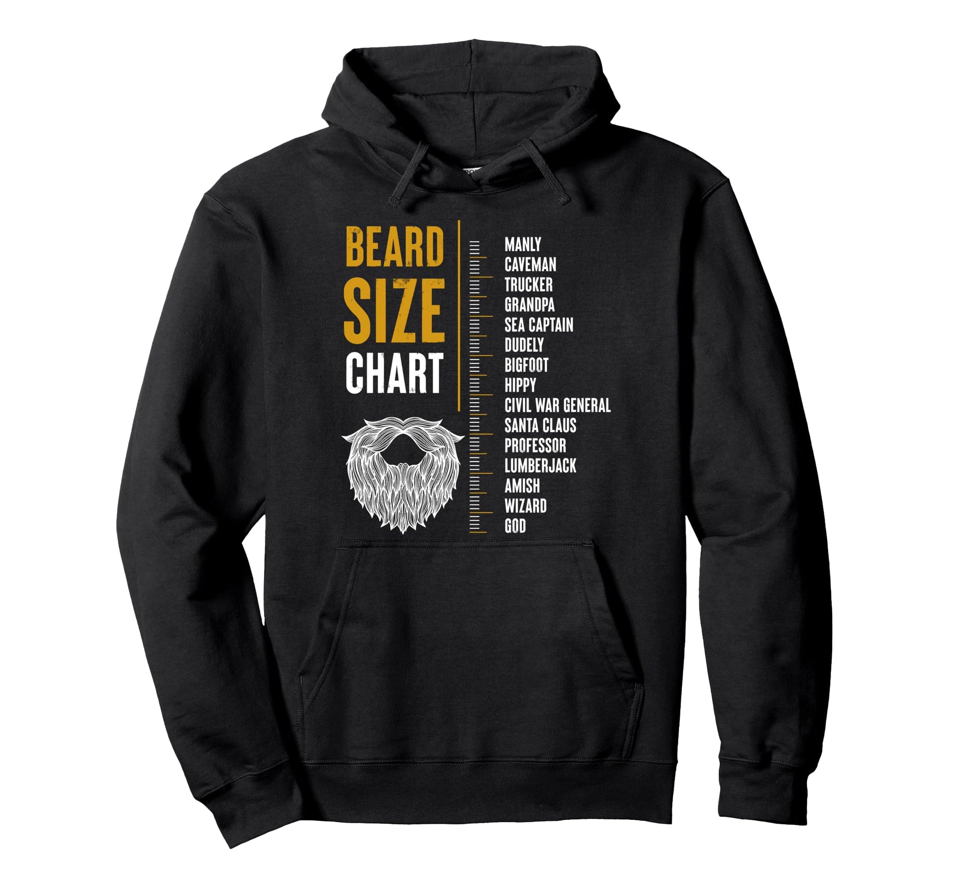 Beard Length Measurement Hoodie - Novelty Apparel for Adults - T-Shirt, Sweatshirt, Hoodie