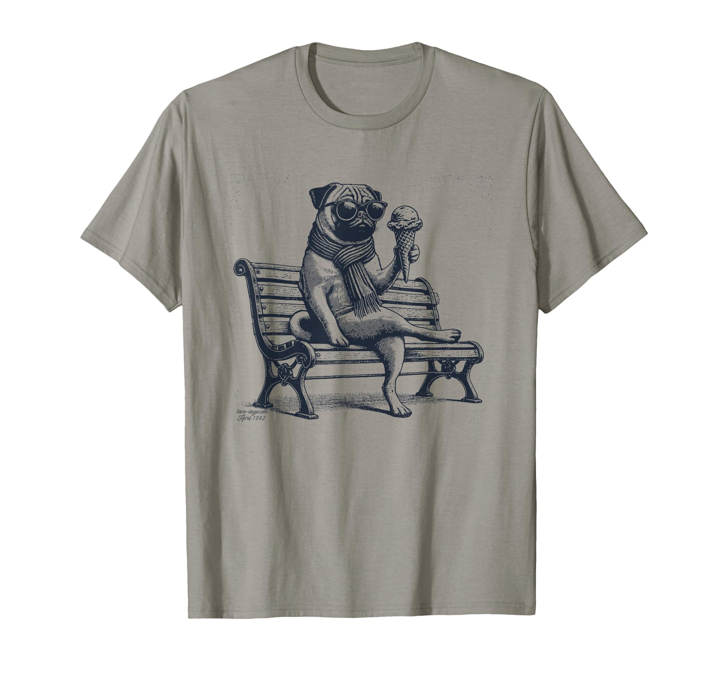 Pug Ice Cream Park Funny Dog Mom Pet Dad T-Shirt - Minimalist Print Unisex - T-Shirt, Sweatshirt, Hoodie
