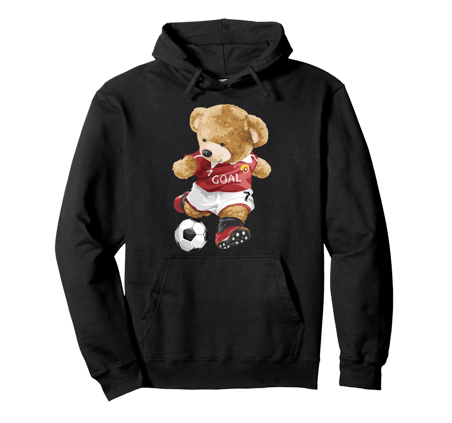 Teddy Bear Playing Soccer Hoodie - Novelty Apparel Unisex - T-Shirt, Sweatshirt, Hoodie