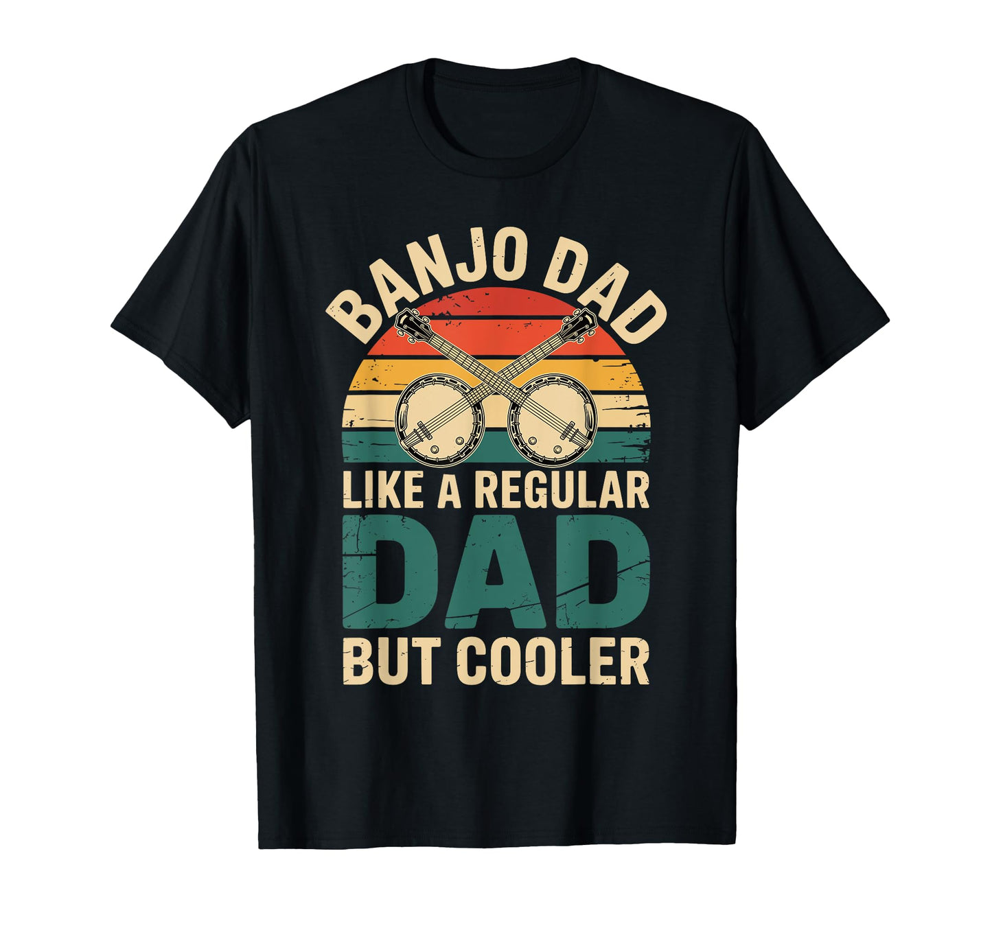 Banjo Dad Musician Sunset Funny T-Shirt - Fun Novelty Design Men Women - T-Shirt, Sweatshirt, Hoodie