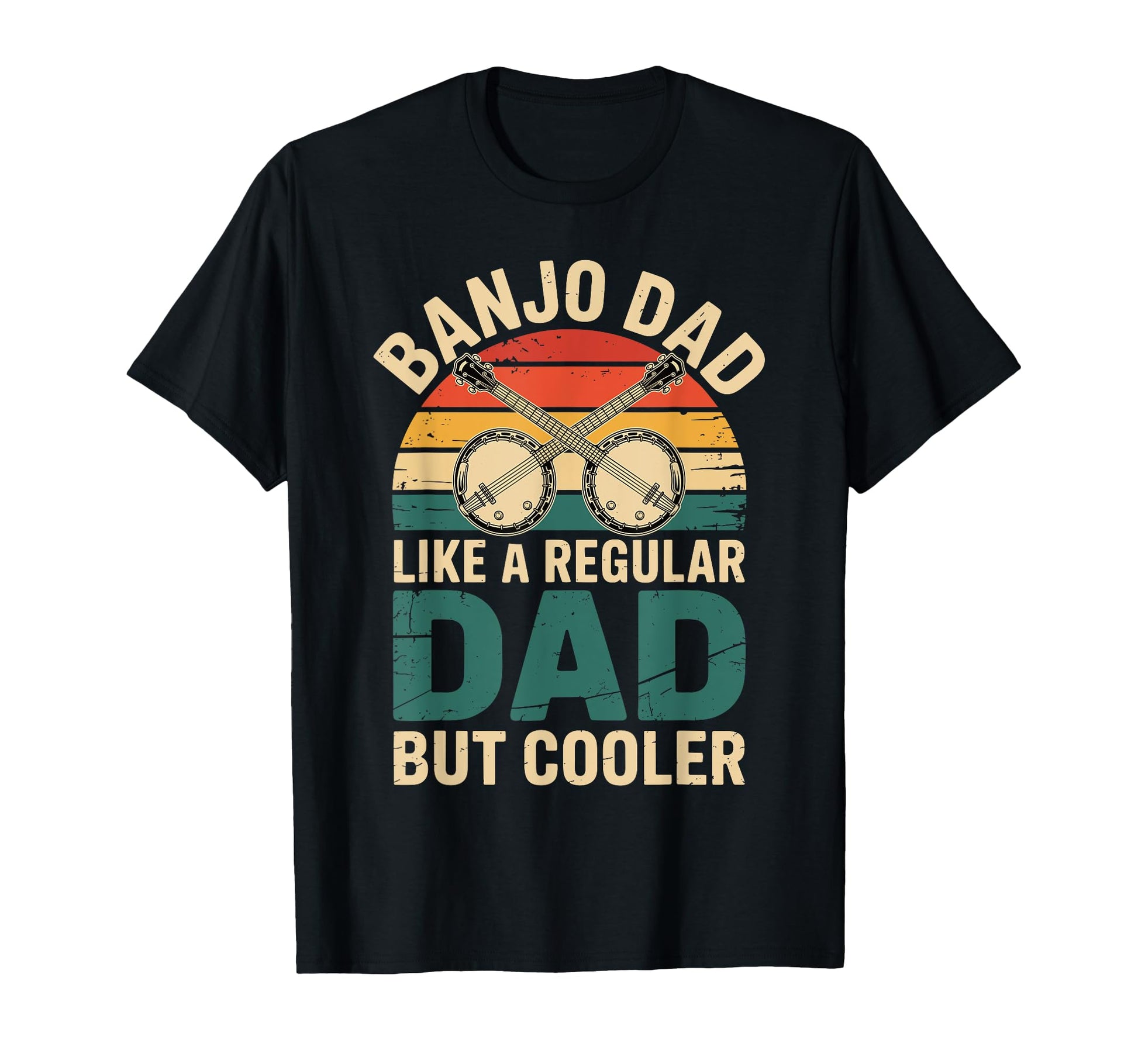 Banjo Dad Musician Sunset Funny T-Shirt - Fun Novelty Design Men Women - T-Shirt, Sweatshirt, Hoodie