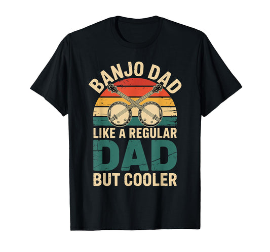 Banjo Dad Musician Sunset Funny T-Shirt - Fun Novelty Design Men Women - T-Shirt, Sweatshirt, Hoodie