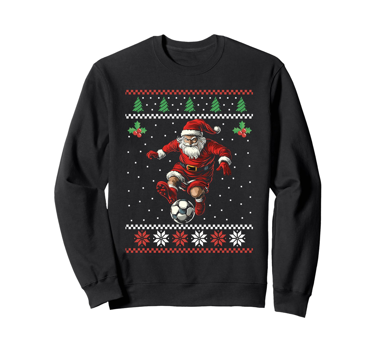 Santa Plays Soccer Ugly Sweatshirt - Aesthetic Graphic Unisex - T-Shirt, Sweatshirt, Hoodie